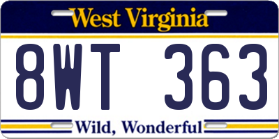 WV license plate 8WT363