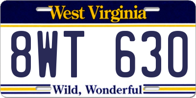 WV license plate 8WT630