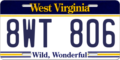 WV license plate 8WT806