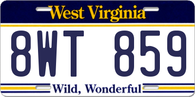 WV license plate 8WT859