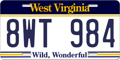WV license plate 8WT984