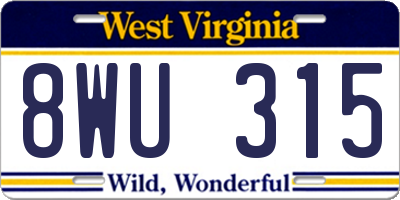 WV license plate 8WU315