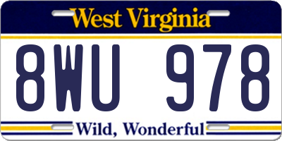 WV license plate 8WU978
