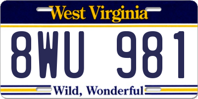 WV license plate 8WU981