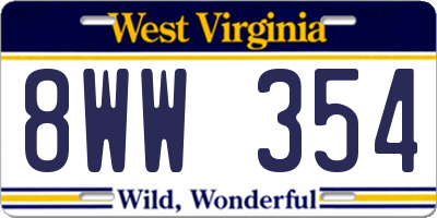 WV license plate 8WW354