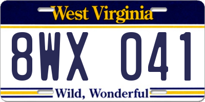 WV license plate 8WX041