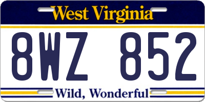 WV license plate 8WZ852