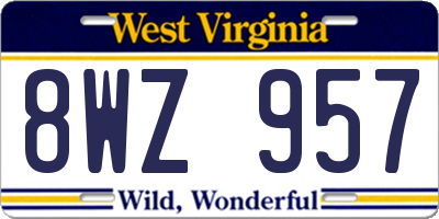 WV license plate 8WZ957
