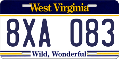 WV license plate 8XA083