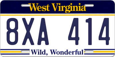 WV license plate 8XA414
