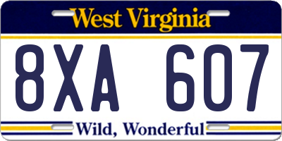 WV license plate 8XA607