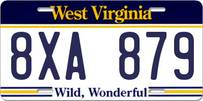 WV license plate 8XA879