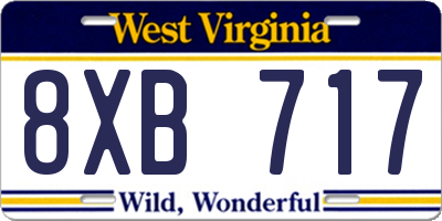 WV license plate 8XB717