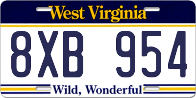 WV license plate 8XB954