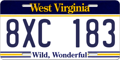 WV license plate 8XC183