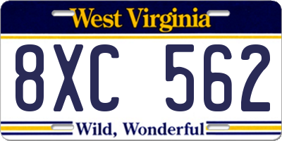 WV license plate 8XC562