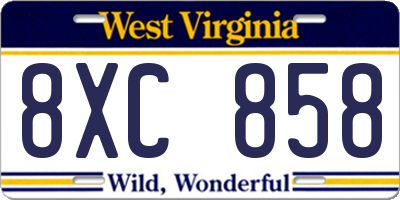 WV license plate 8XC858