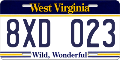 WV license plate 8XD023