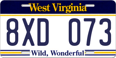 WV license plate 8XD073