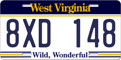 WV license plate 8XD148
