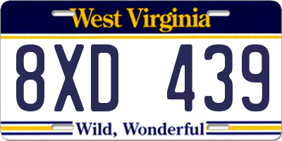 WV license plate 8XD439