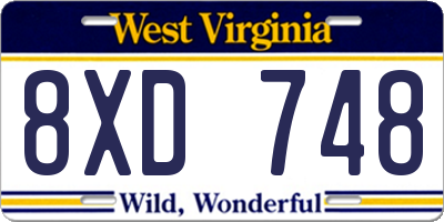 WV license plate 8XD748