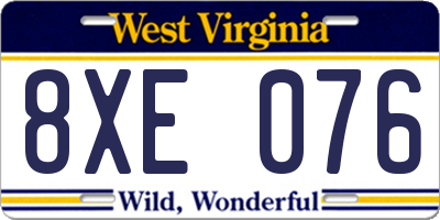 WV license plate 8XE076