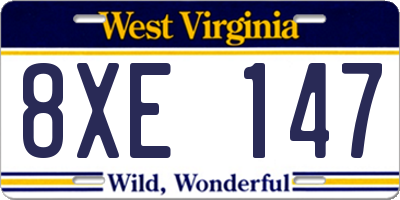 WV license plate 8XE147