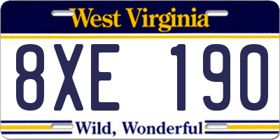 WV license plate 8XE190