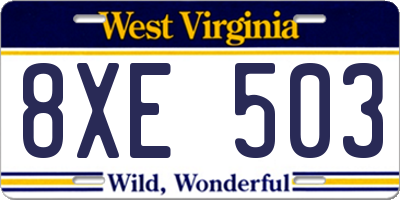WV license plate 8XE503