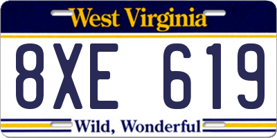 WV license plate 8XE619