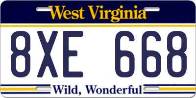 WV license plate 8XE668