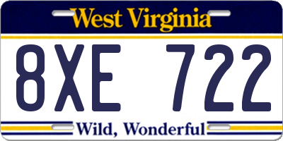 WV license plate 8XE722