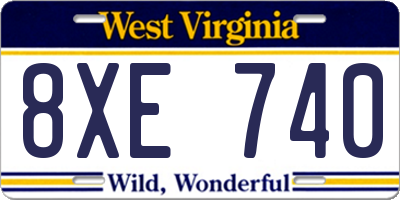 WV license plate 8XE740