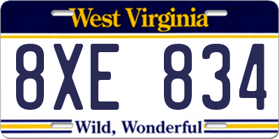 WV license plate 8XE834