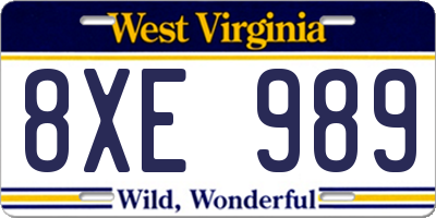 WV license plate 8XE989
