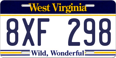 WV license plate 8XF298