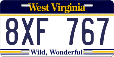 WV license plate 8XF767