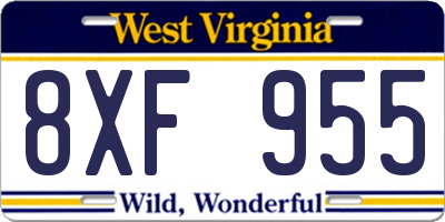 WV license plate 8XF955