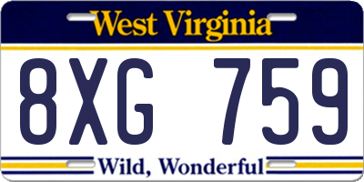 WV license plate 8XG759