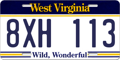 WV license plate 8XH113