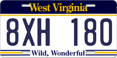 WV license plate 8XH180