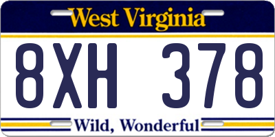 WV license plate 8XH378