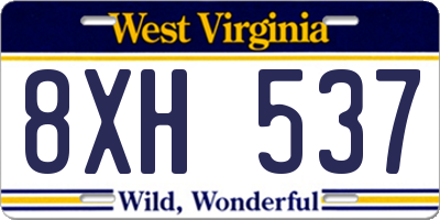 WV license plate 8XH537