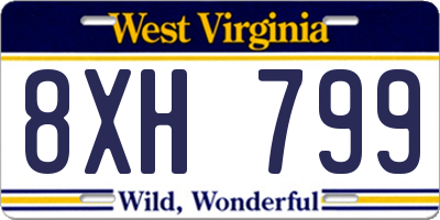WV license plate 8XH799