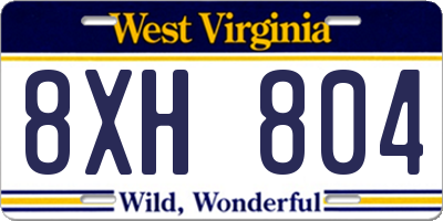 WV license plate 8XH804
