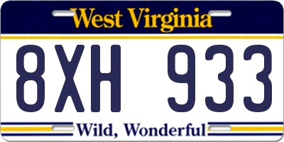 WV license plate 8XH933