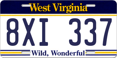 WV license plate 8XI337