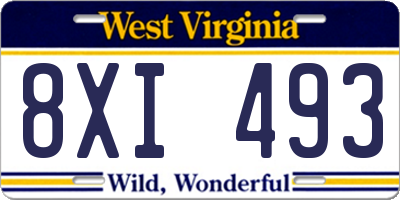 WV license plate 8XI493