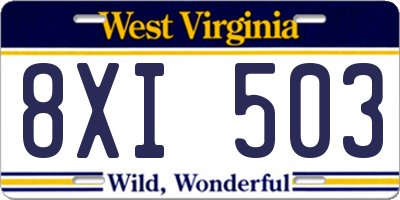 WV license plate 8XI503